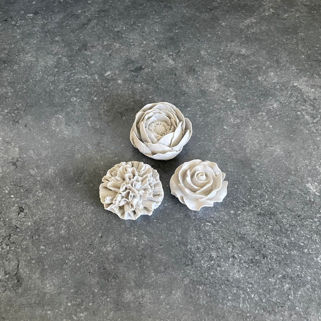 3er Set Blumen - Rose, Nelke, Pfingstrose