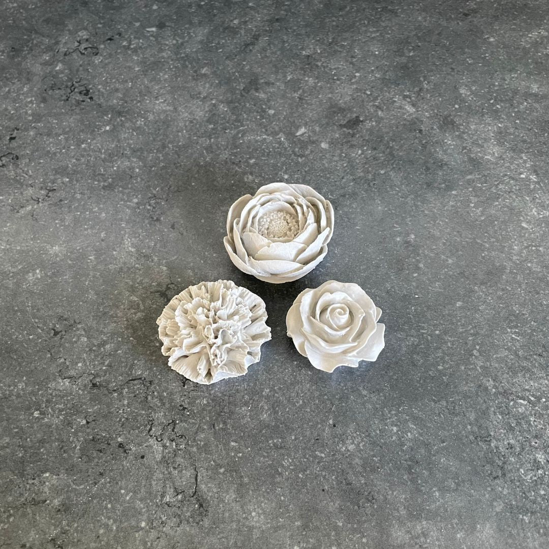 3er Set Blumen - Rose, Nelke, Pfingstrose