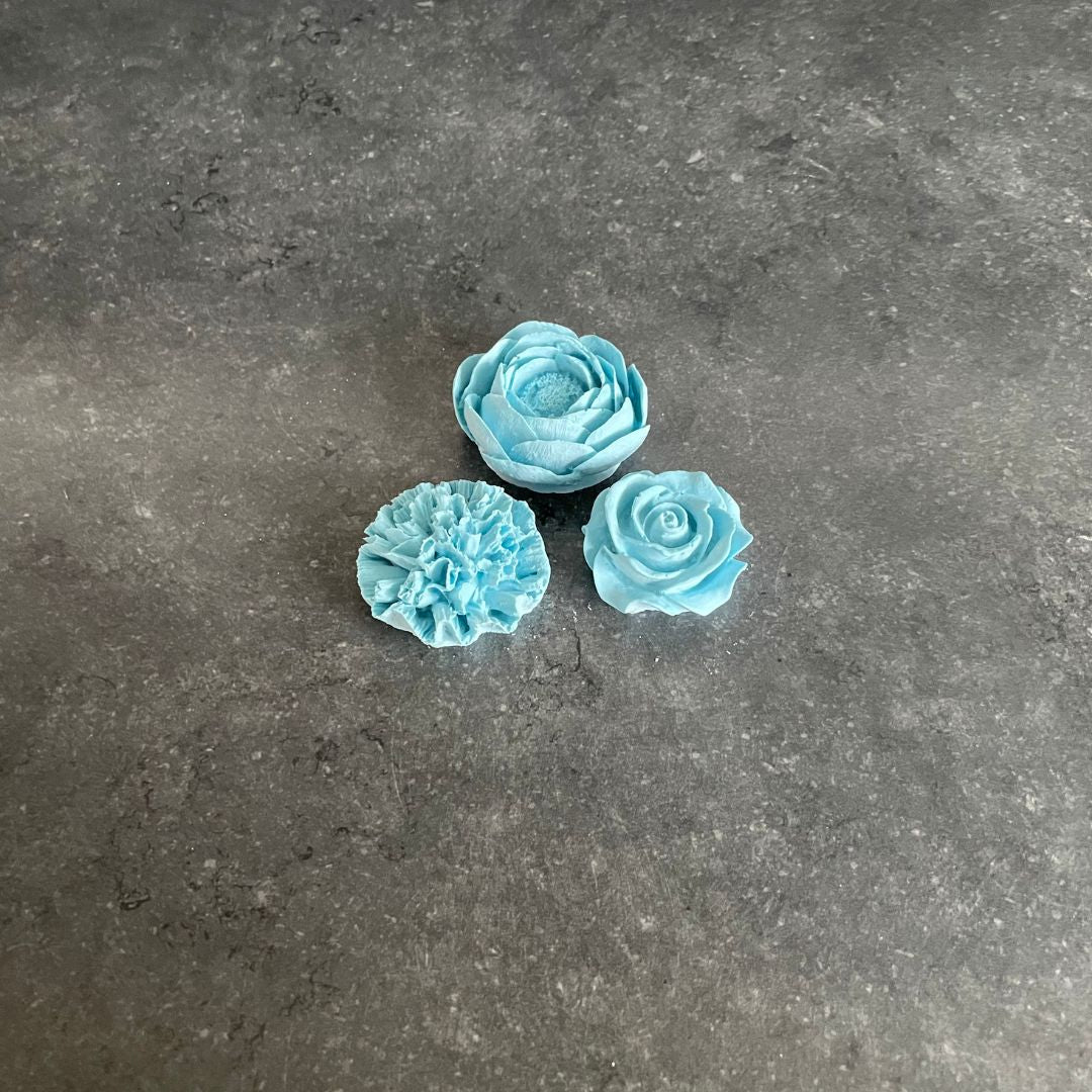 3er Set Blumen - Rose, Nelke, Pfingstrose