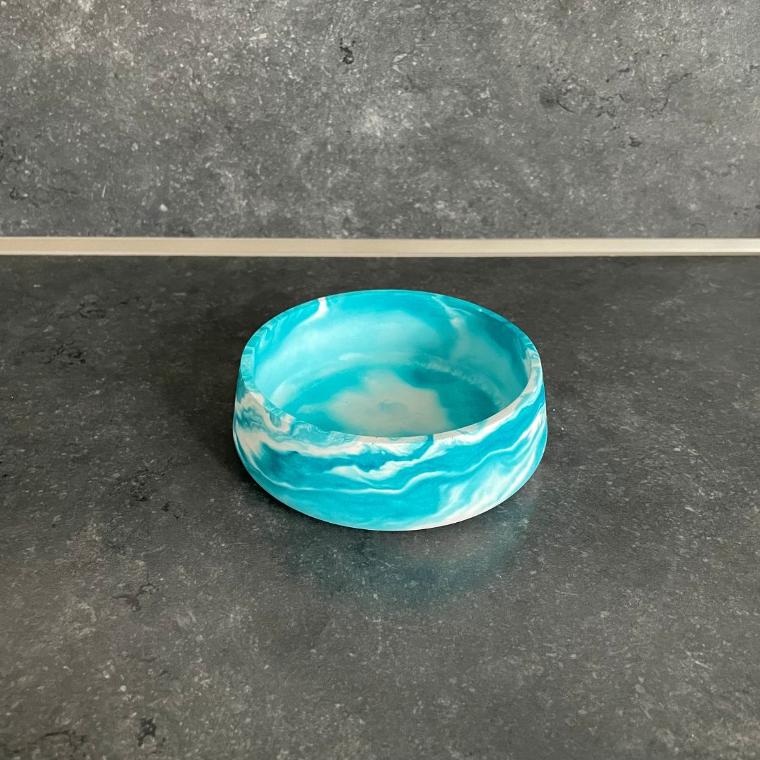 Runde Schale blau marmoriert