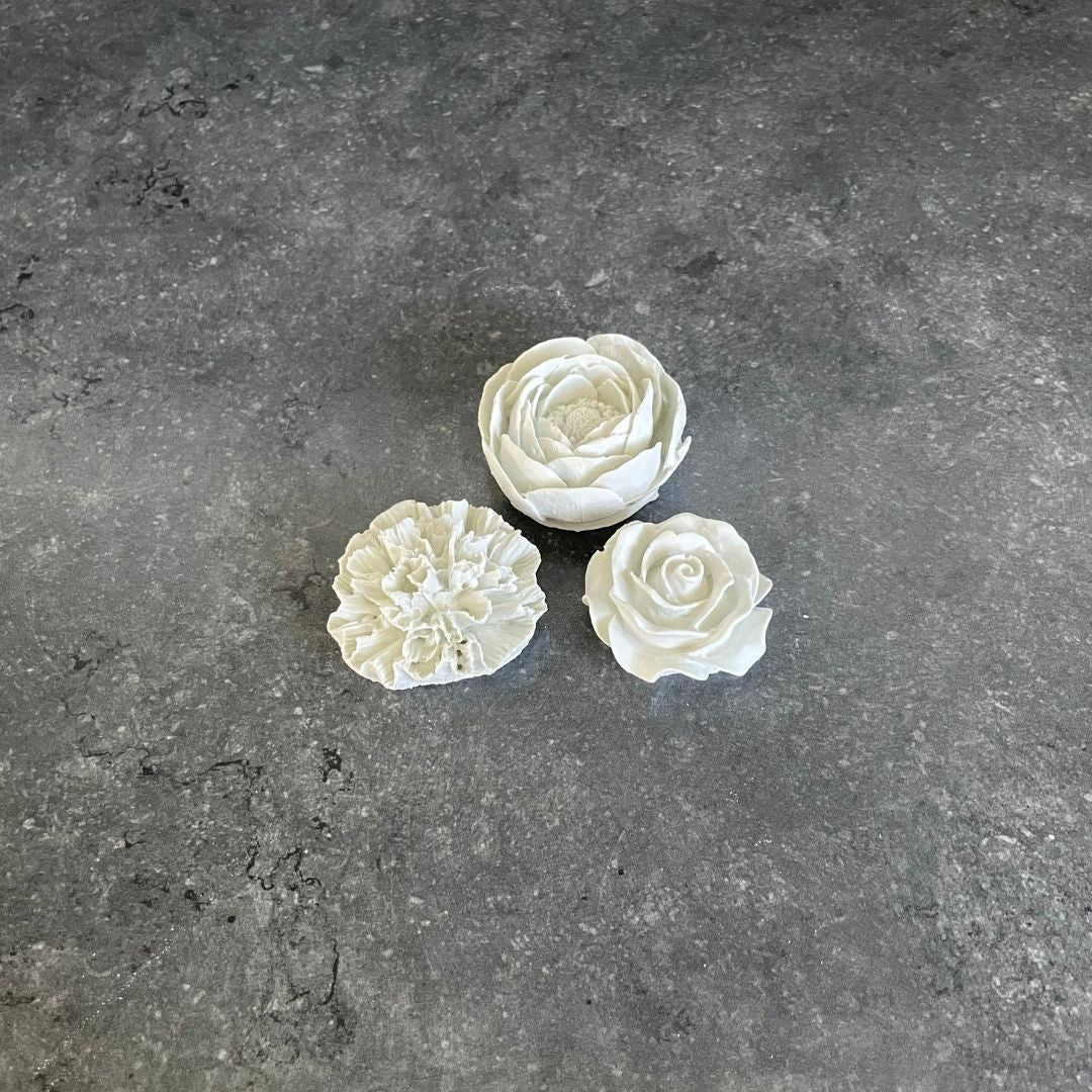 3er Set Blumen - Rose, Nelke, Pfingstrose