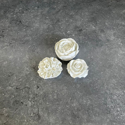 3er Set Blumen - Rose, Nelke, Pfingstrose