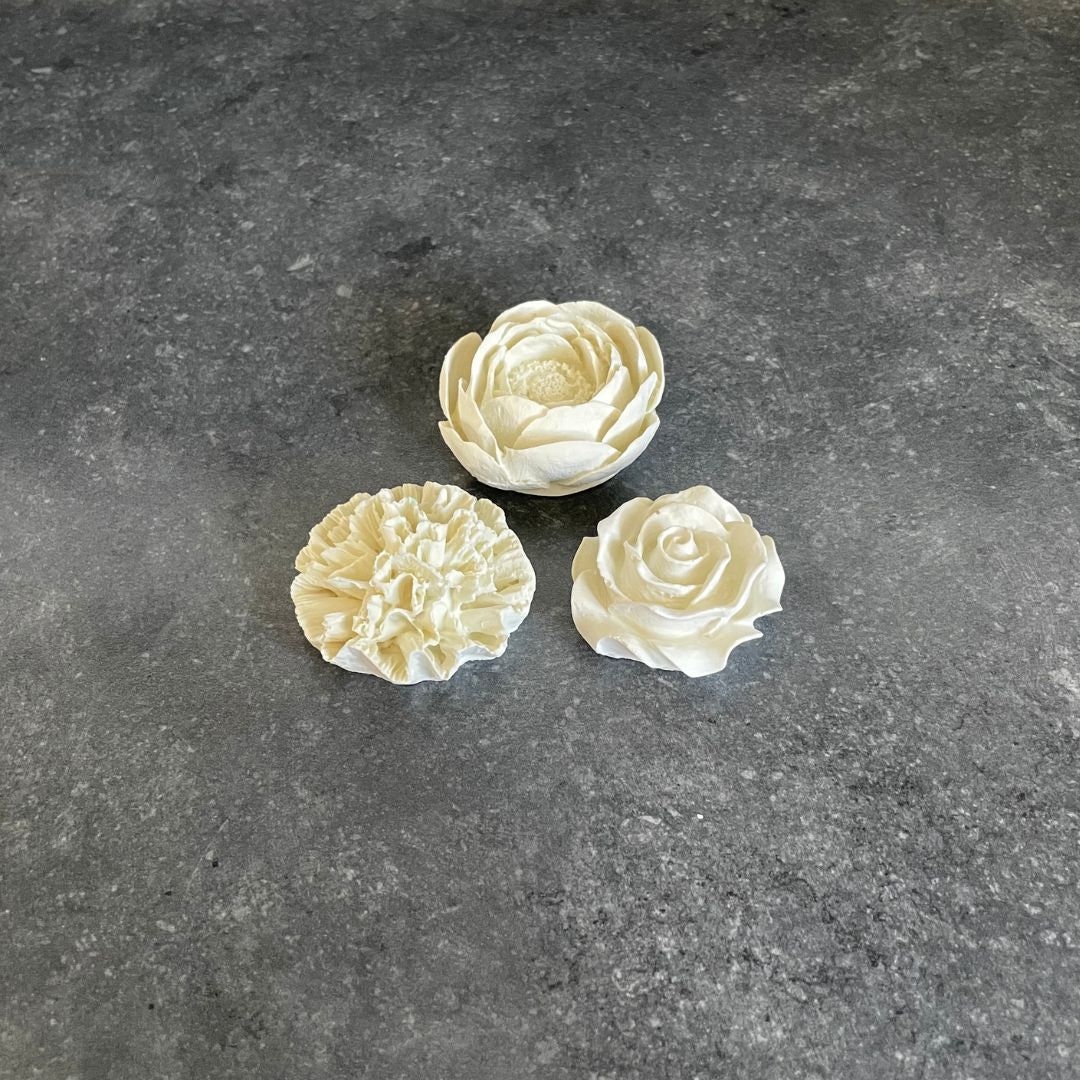3er Set Blumen - Rose, Nelke, Pfingstrose