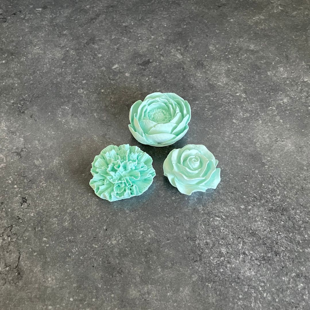 3er Set Blumen - Rose, Nelke, Pfingstrose