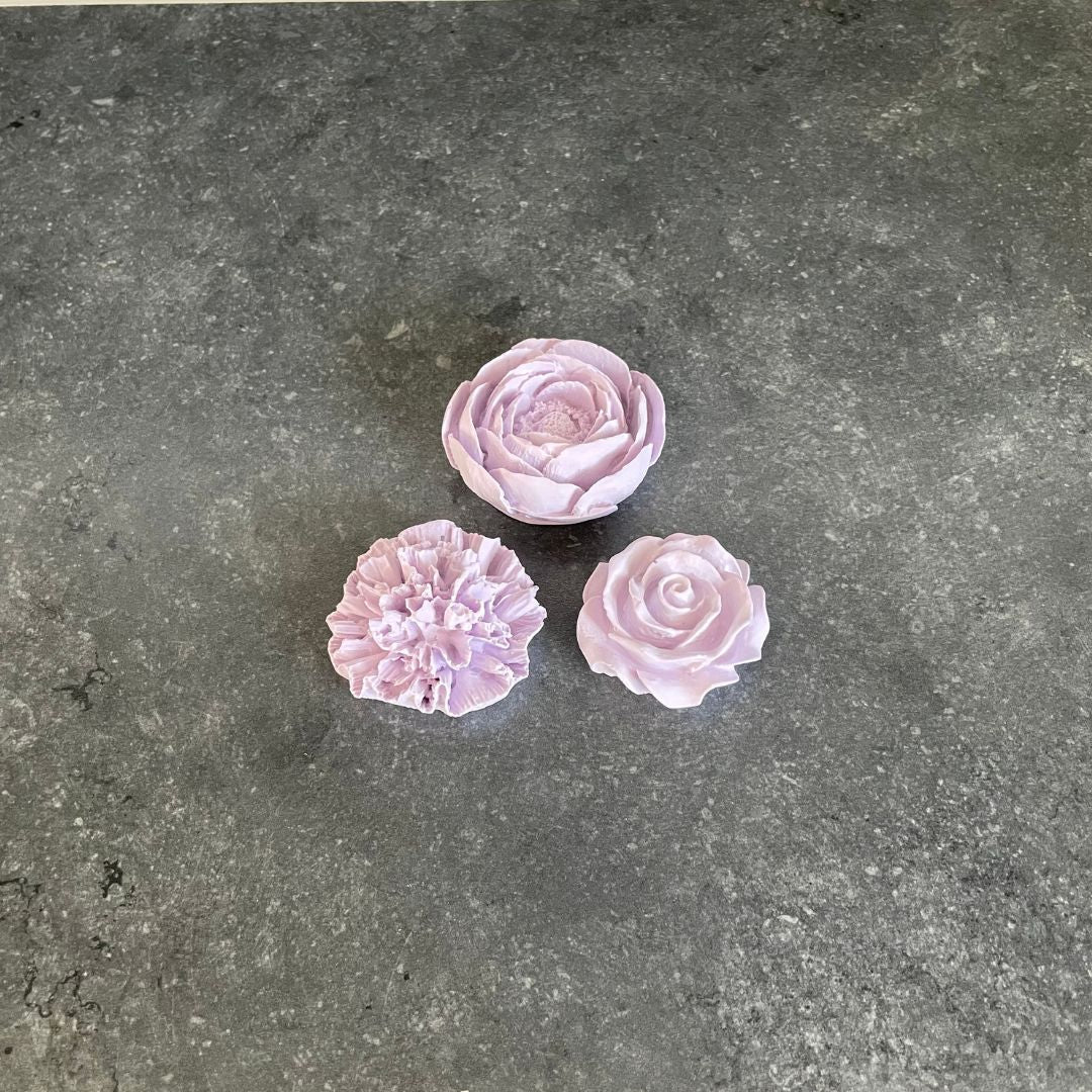 3er Set Blumen - Rose, Nelke, Pfingstrose