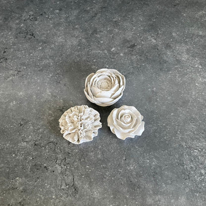 3er Set Blumen - Rose, Nelke, Pfingstrose