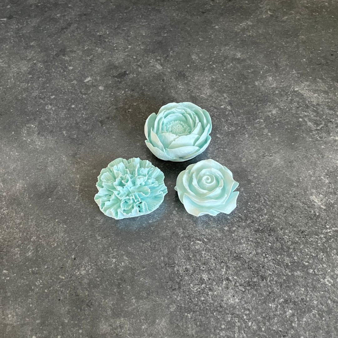 3er Set Blumen - Rose, Nelke, Pfingstrose