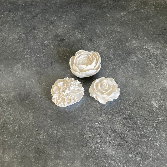 3er Set Blumen - Rose, Nelke, Pfingstrose