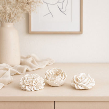 3er Set Blumen - Rose, Nelke, Pfingstrose