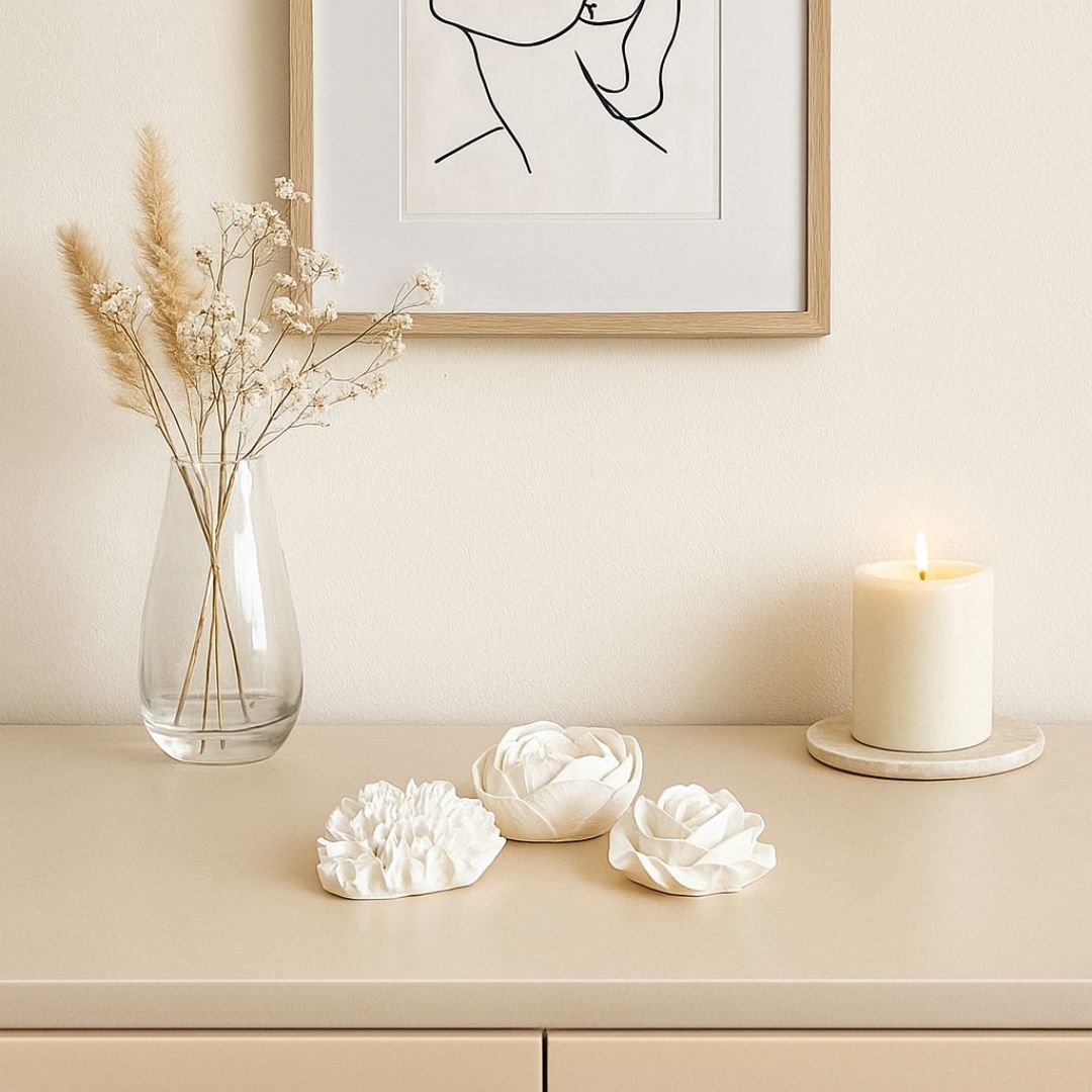 3er Set Blumen - Rose, Nelke, Pfingstrose