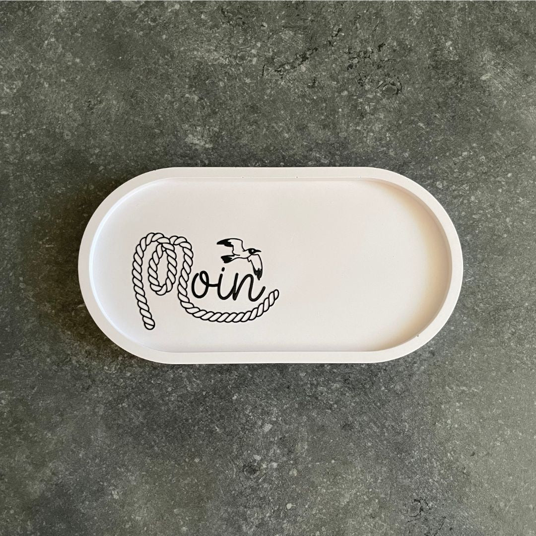 Ovale Platte mit Sticker "Moin"