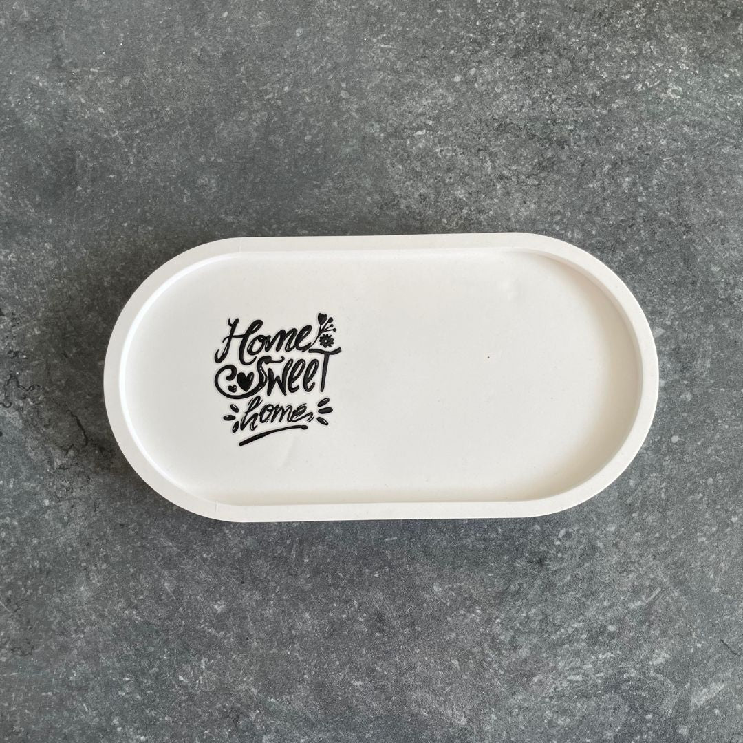 Ovale Platte mit Sticker "Home sweet home"